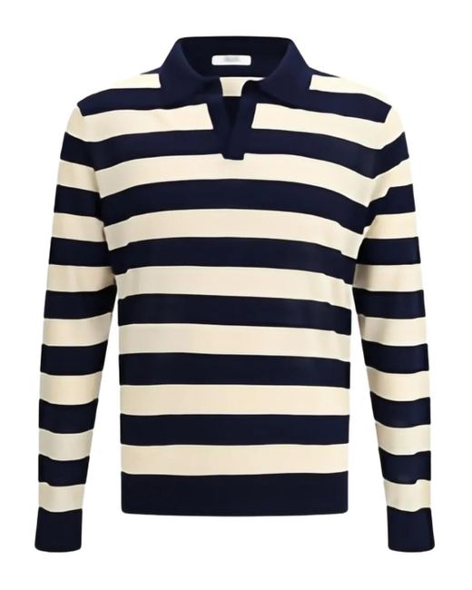 メンズ Cruna Portofino Strips Cotton Sweater Blue