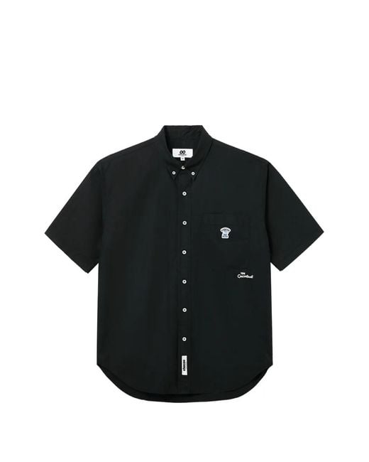 Chocoolate Black Buttoned Short-Sleeve Shirt for men