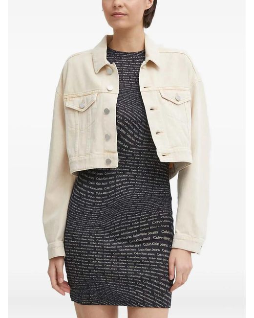 DKNY White Buttoned Logo-Print Jacket