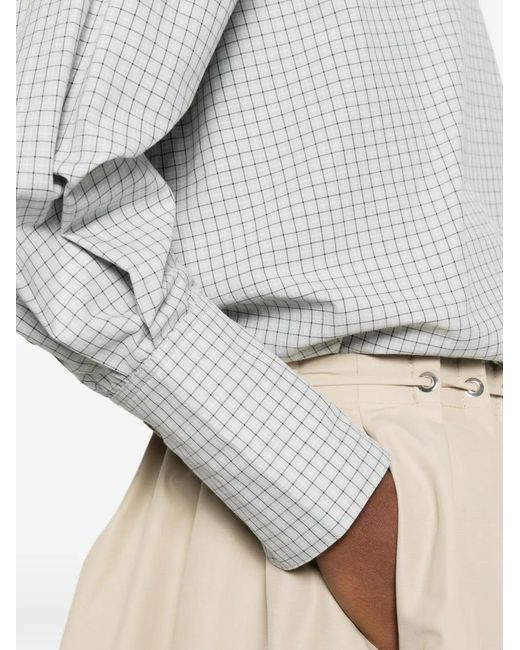 Brandon Maxwell White Checkered Boyfriend Shirt