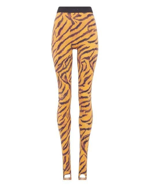 MARINE SERRE Metallic Tiger-Print Leggings