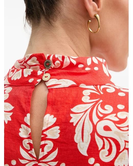 Lola Casademunt Red Printed Sleeveless Blouse