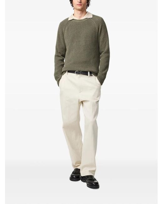 NN07 Green Raglan-Sleeve Ribbed Sweater for men