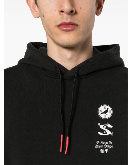 PUMA Black X Staple Logo-Print Hoodie for men