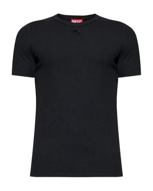 T-Shirt Côtelé À Détail De Logo DIESEL pour homme en coloris Black