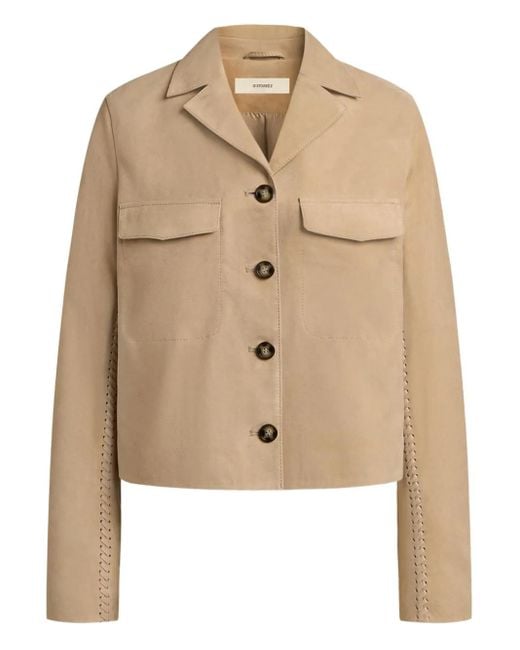 12 STOREEZ Natural Lacing-Detail Suede Jacket