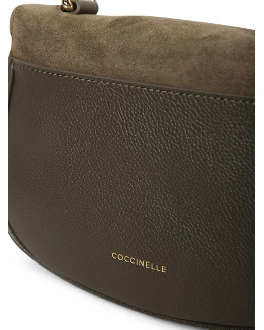 Coccinelle Metallic Mini Mavery Pebbled Leather-Trim Suede Tote Bag