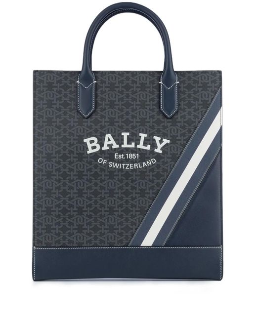 Bally Blue Logo-Print Tote Bag for men