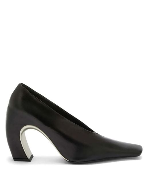 Jil Sander Black Square-Toe Leather Pumps