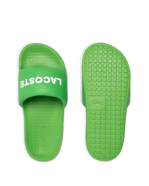Lacoste Green Logo-Embossed Slides