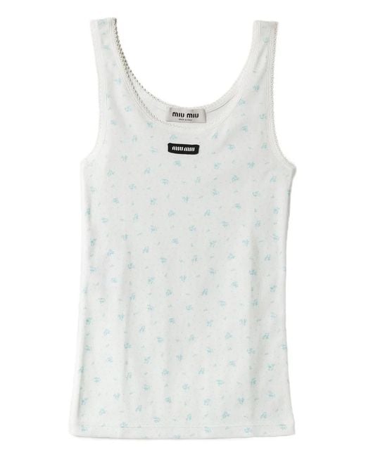 Miu Miu White Cotton Tank Top