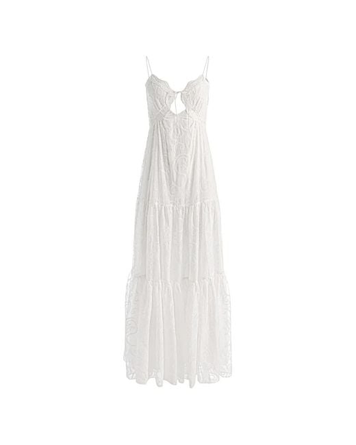 Alice + Olivia White Nicky Paisley-Embroidered Maxi Dress