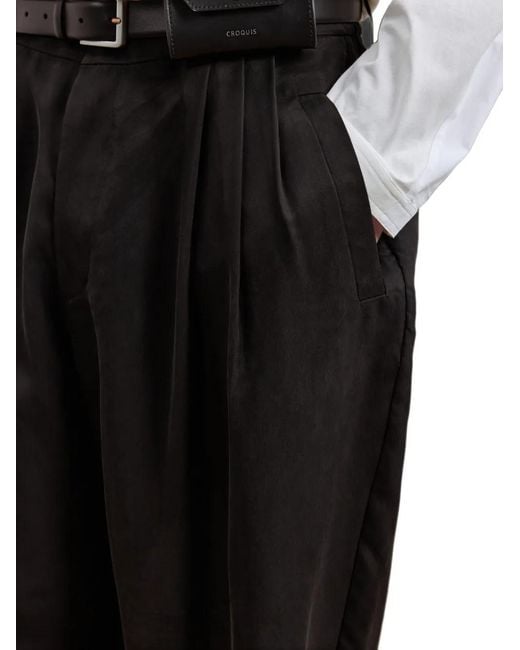 CROQUIS Black Pleated Tapered Trousers for men