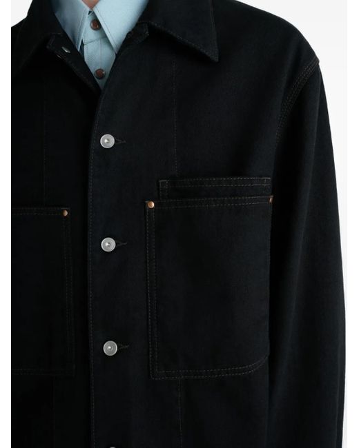 Lemaire Black Patch-Pocket Front-Closure Jacket for men
