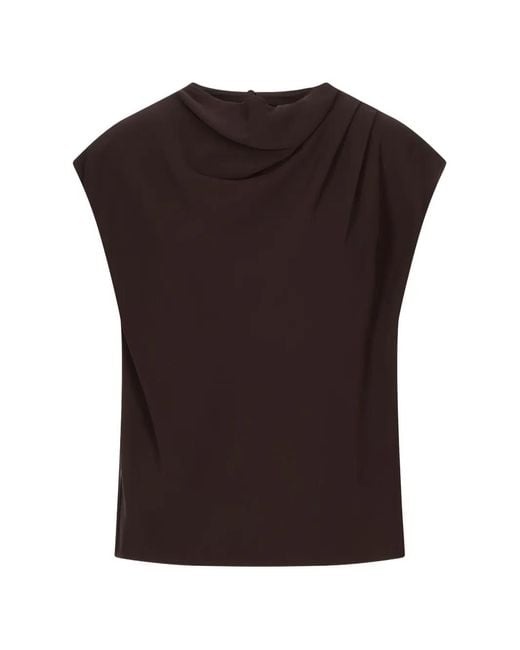 Agnona Black Draped Sleeveless Blouse