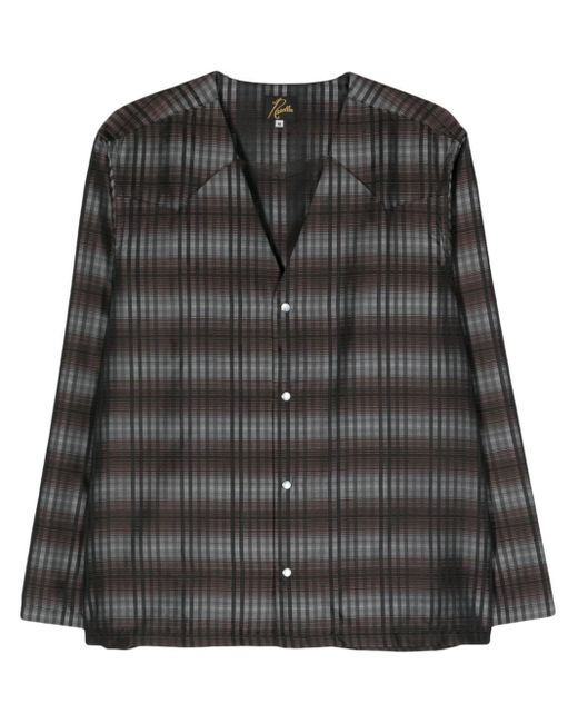Needles Black Long-Sleeve Striped Shirt for men