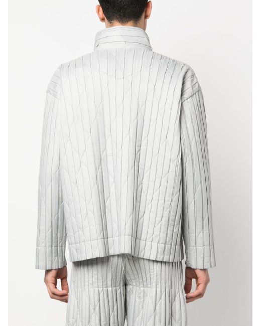 Homme Plissé Issey Miyake Sweater Met Diamantvormig Patroon in het Gray voor heren