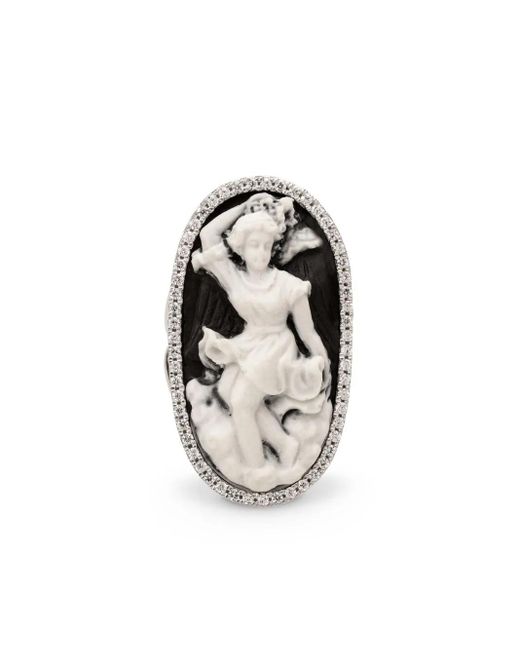 Cameo & Beyond White Cupids Playing Trumpet Ring