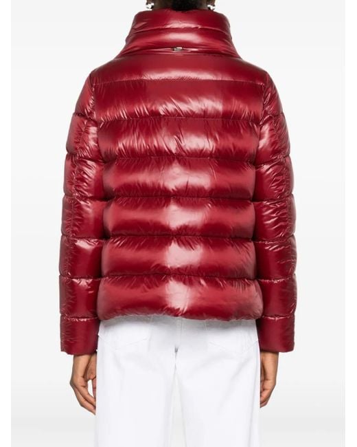 Herno Red Quilted High-Neck Padded Jacket