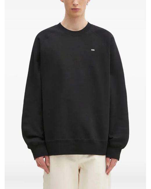 WOOD WOOD Black Logo-Print Raglan Sweatshirt for men