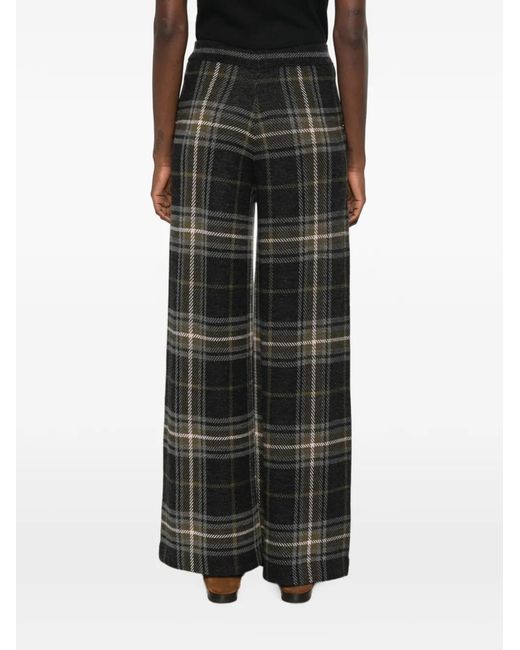 Bompard Gray Tartan-Jacquard Palazzo Pants