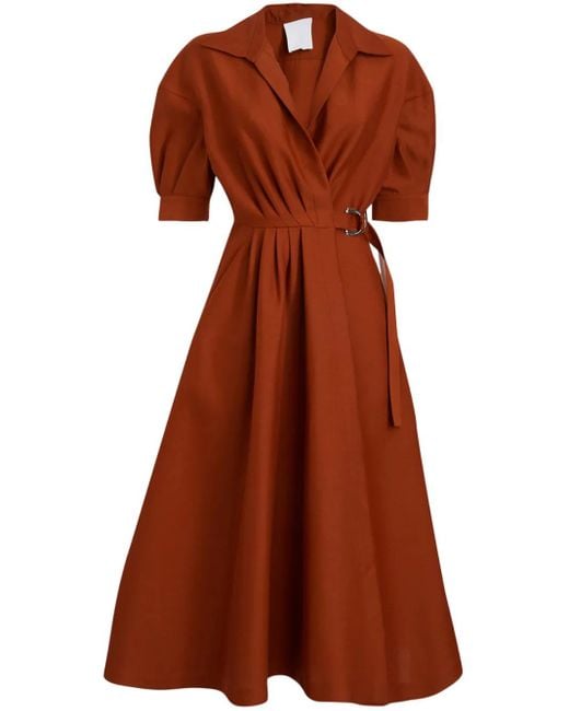Vestido midi acampanado Mantu de color Brown
