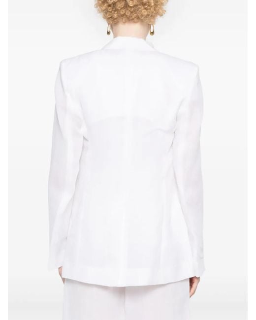 Chloé White Open-Front Ramie Blazer