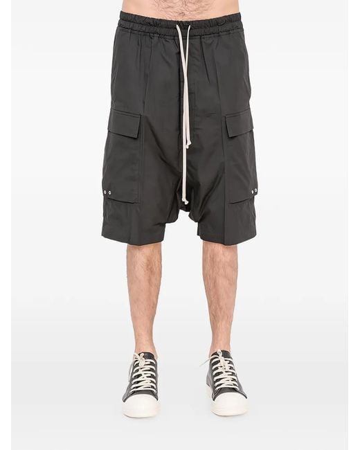 Rick Owens Gray Drawstring-Fastening Cargo Shorts for men
