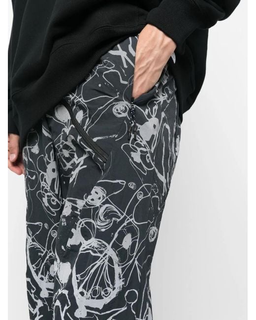 McQ Alexander McQueen Blue Abstract-Print Straight-Leg Trousers for men