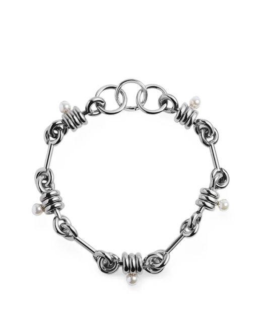 Simone Rocha Metallic Stacked-Link Pearl Necklace