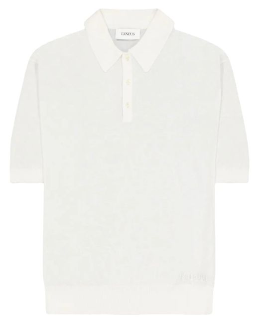 Laneus Gebreide Polo in het White voor heren