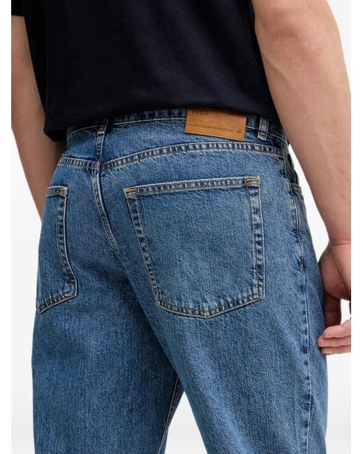 Benetton Blue Logo-Patch Straight-Leg Jeans for men