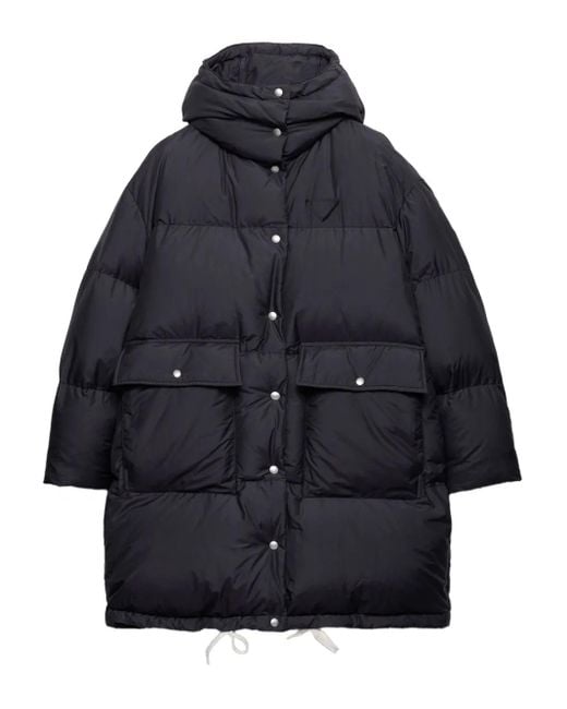 Prada Blue Gefütterter Kapuzenmantel