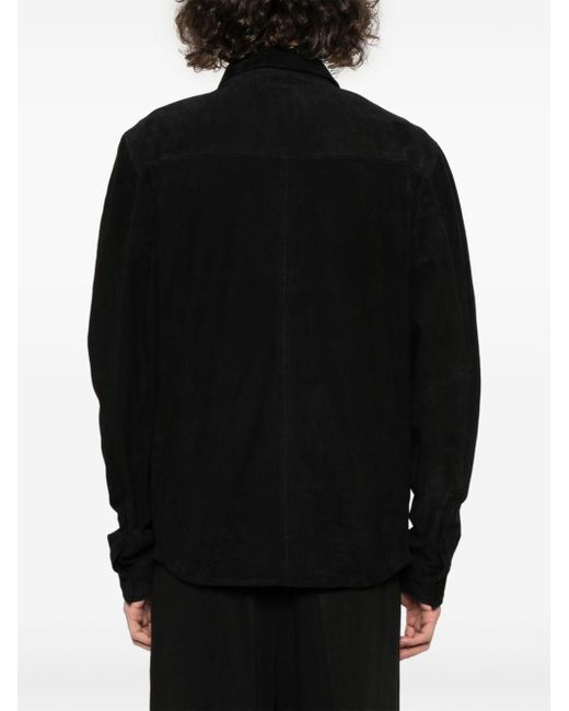 Giorgio Brato Black Long-sleeve Suede Shirt for men
