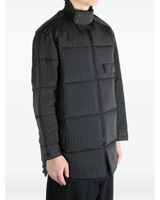 Yohji Yamamoto Black Pinstripe Pattern Padded Coat for men