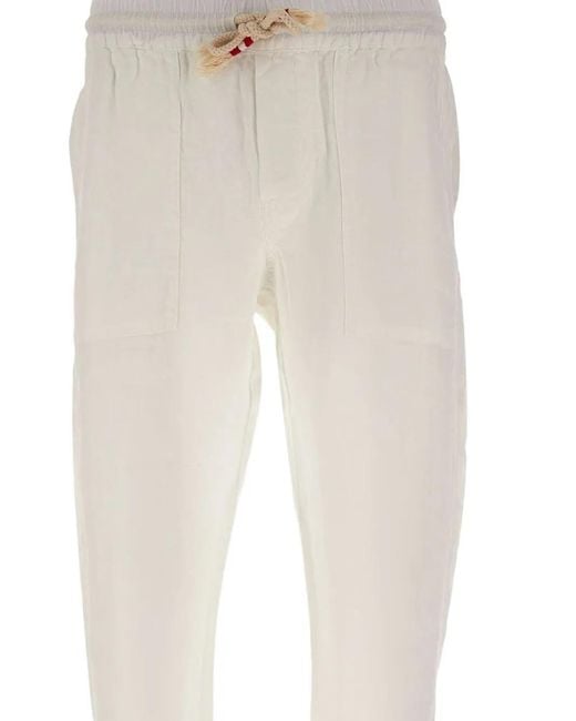 Mc2 Saint Barth White Calais Drawstring-Waist Trousers for men