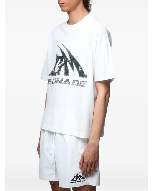 GODMADE White Short De Bain À Logo Imprimé for men