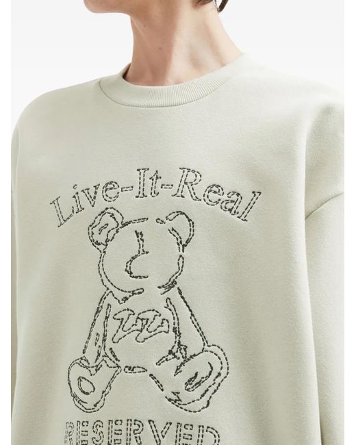 Izzue White Teddy-Embroidered Crew-Neck Sweatshirt for men