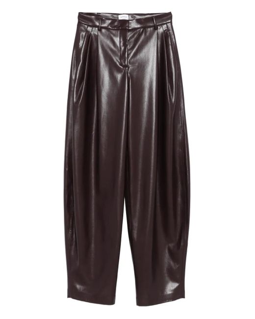 ANDAMANE Purple Pleated Leather Trousers