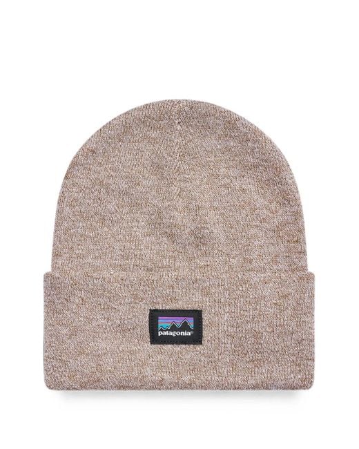 Patagonia Gray Everyday Logo-Patch Marl Beanie Hat for men