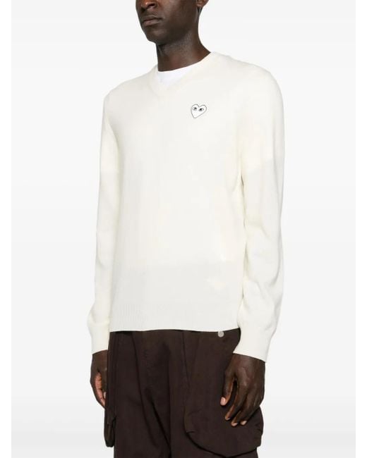 COMME DES GARÇONS PLAY White Heart-Patch Wool Jumper