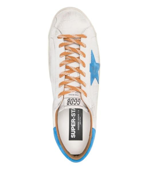 Golden Goose Deluxe Brand Blue Crocodile-Effect Star Low-Top Sneakers for men