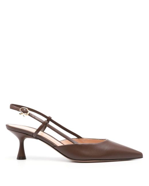 Gianvito Rossi Brown Ascent 55mm Slingback Pumps