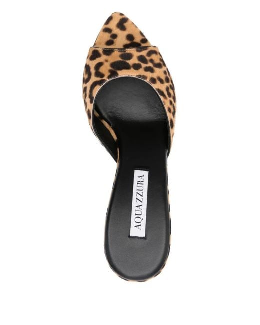 Aquazzura Metallic 95Mm Leopard-Print Heeled Mules