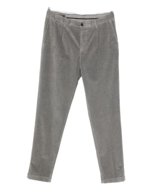 Peserico Gray Pleated Corduroy Pants for men