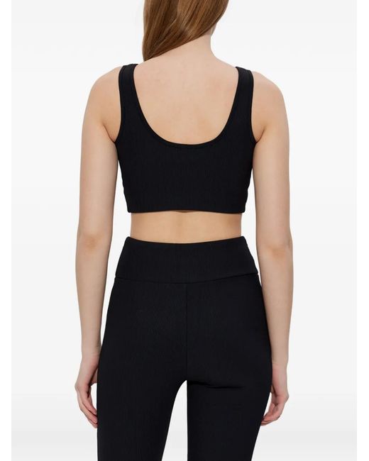 EA7 Black Logo-Detail Ribbed Top