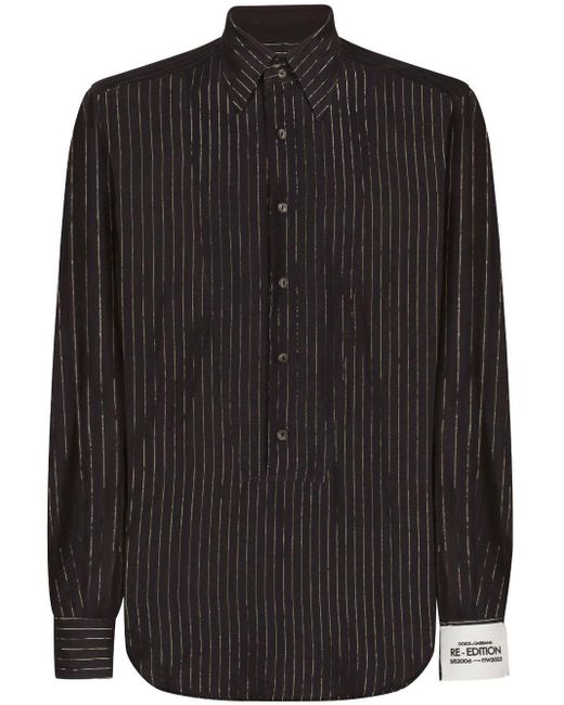 Dolce & Gabbana Black Striped Long-sleeved Shirt for men