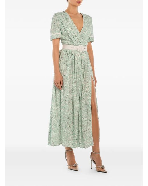POST MERIDIEM Green Side-Split Midi Dress