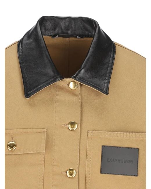 Balenciaga Natural Leather-Collar Cropped Jacket