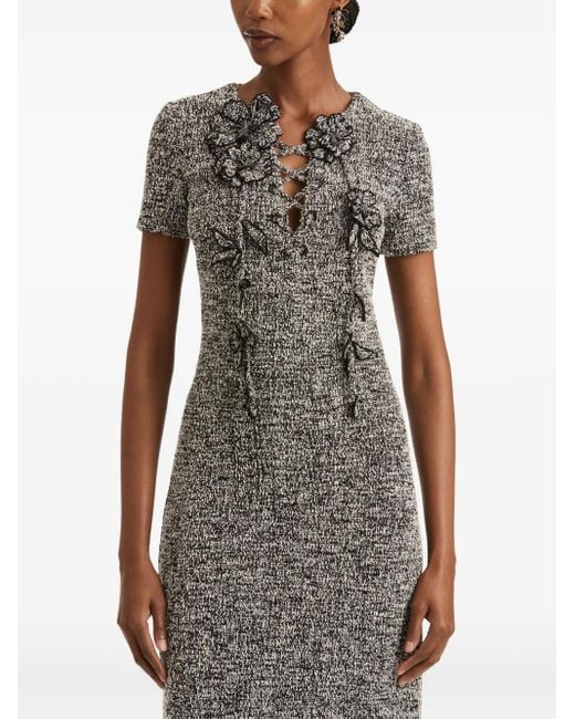 Abito Lungo A Fiori di Oscar de la Renta in Gray